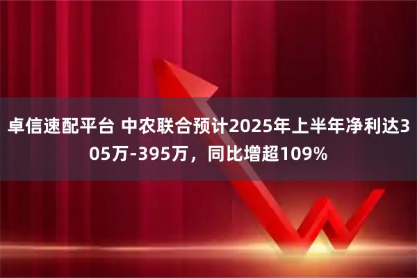 卓信速配平台 中农联合预计2025年上半年净利达305万-395万，同比增超109%